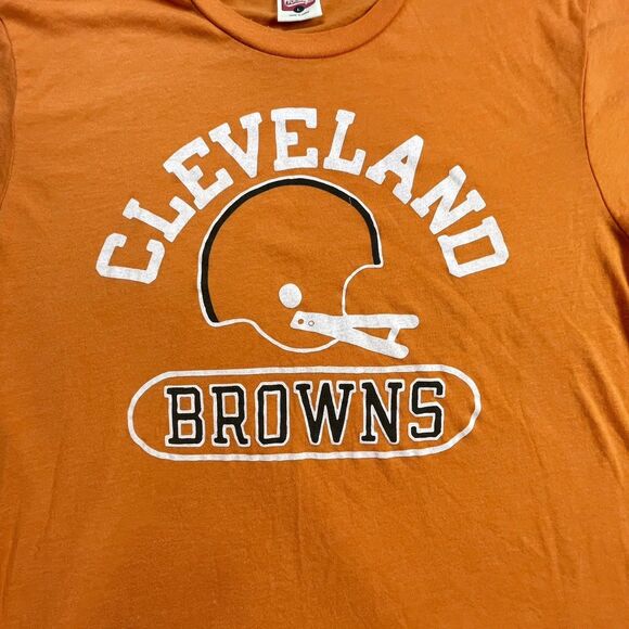 Cleveland Browns Shirt Vintage Logo Large NFL Football Orange  Sports Shirt - Picture 2 of 10